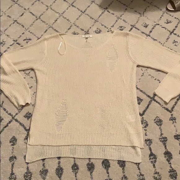 Miracle Sweaters - Cream Distressed Sweater